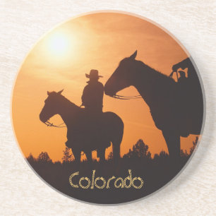 Colorado Cowboy auf Pferd Sandstone Untersetzer