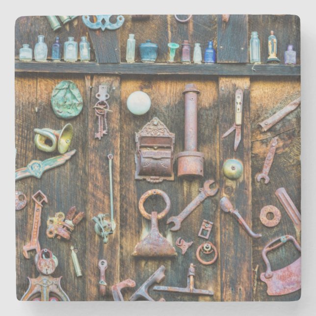 Colorado, Crested Butte. Antiquitätensammlung Steinuntersetzer (Vorderseite)