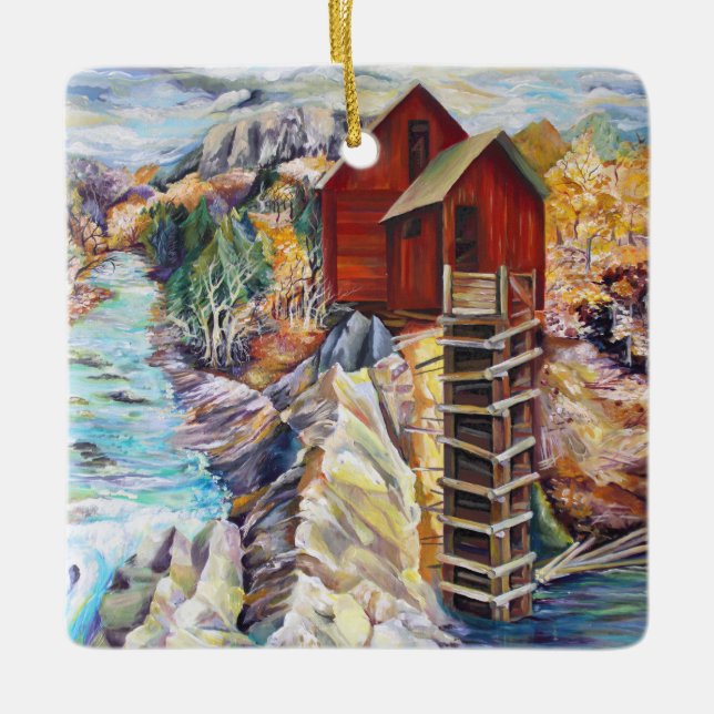 Colorado Crystal Mill Rocky Mountains Malerei Keramikornament (Vorderseite)