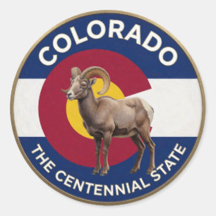 Colorado Dickhorn-Schaf-Emblem 🐏 Runder Aufkleber