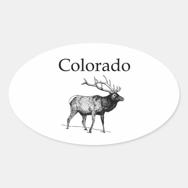 Colorado Elk (line art) Ovaler Aufkleber (Vorderseite)