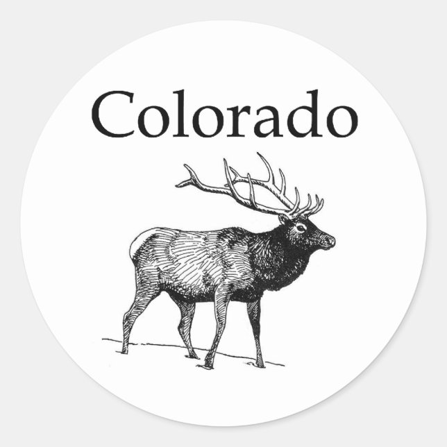 Colorado Elk (line art) Runder Aufkleber (Vorderseite)