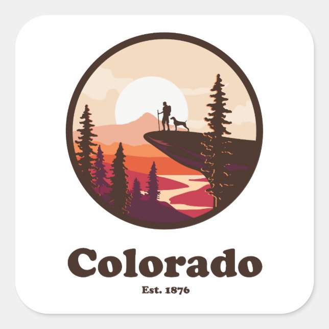 Colorado Est 1876 Quadratischer Aufkleber (Vorderseite)