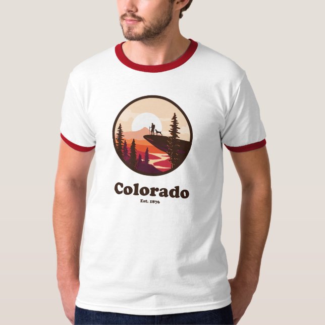 Colorado EST 1876 Ringer T-Shirt in Red (Vorderseite)