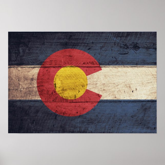 Colorado-Fahne aus Holz Poster (Vorne)