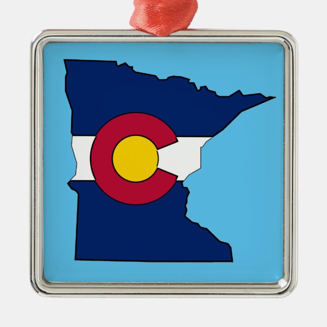 Colorado Fahne Minnesota Kontur Silbernes Ornament (Vorne)