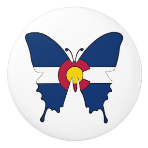 Colorado Fahne Schmetterling Keramik ziehen Knopf Keramikknauf