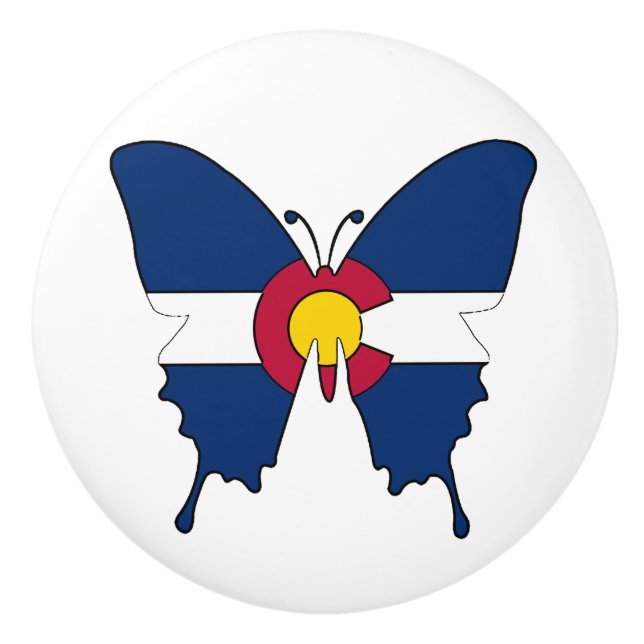 Colorado Fahne Schmetterling Keramik ziehen Knopf Keramikknauf (Vorderseite)