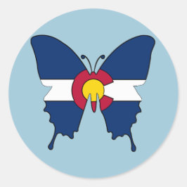 Colorado-Fahne-Schmetterling-Rundkleber Runder Aufkleber