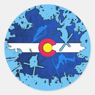 Colorado Fahne Ski Spritzer Rundaufkleber Runder Aufkleber