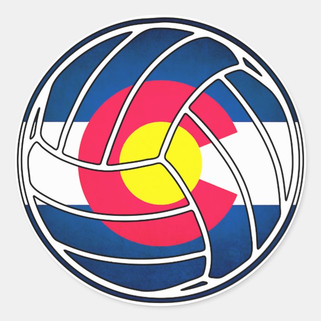 Colorado Fahne Volleyball Rundaufkleber Runder Aufkleber (Vorderseite)