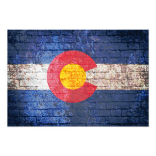 Colorado Fahnengrunge Backsteine-Poster Fotodruck