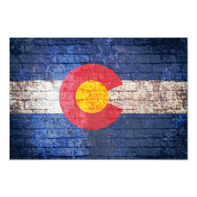 Colorado Fahnengrunge Backsteine-Poster Fotodruck (Vorne)