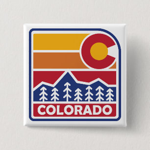 Colorado Flag Berg und Bäume Button