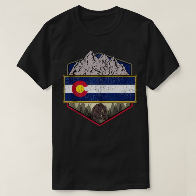 Colorado Flag Berg Wandern T-Shirt (Design vorne)