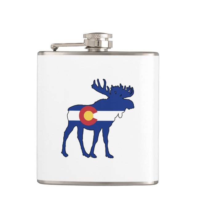 Colorado-Flag-Elch Flachmann (Vorderseite)