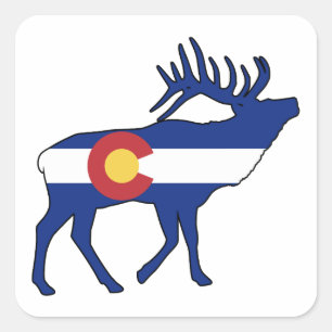 Colorado Flag Elch Quadratischer Aufkleber