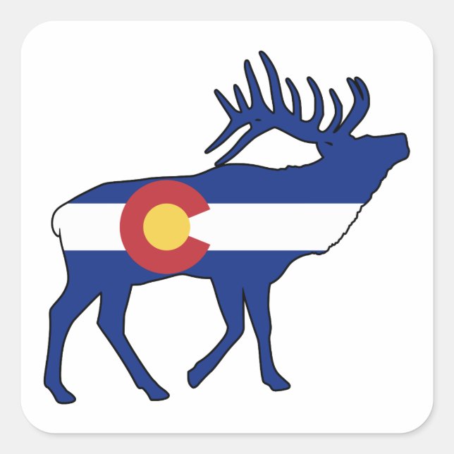 Colorado Flag Elch Quadratischer Aufkleber (Vorderseite)