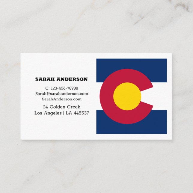 Colorado Flag Elegante Business Card/USA Visitenkarte (Rückseite)