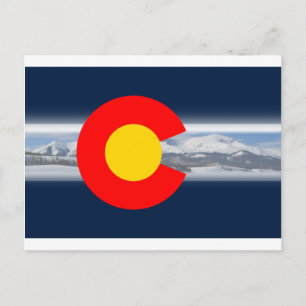 Colorado Flag mit den Bergen Postkarte