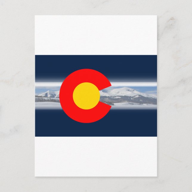 Colorado Flag mit den Bergen Postkarte (Vorderseite)