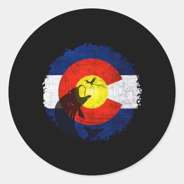 Colorado Flag mit Fischen s Runder Aufkleber (Vorderseite)