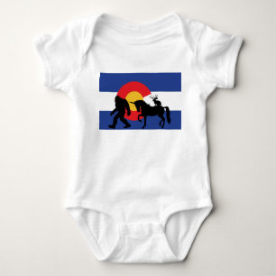 Colorado Flag mit Unicoror, Bigfoot und Jackalope Baby Strampler