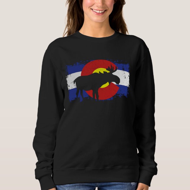 Colorado Flag Moose Hunter  Cool Moose Hunting Men Sweatshirt (Vorderseite)
