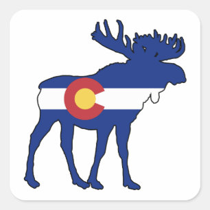 Colorado Flag Moose Quadratischer Aufkleber