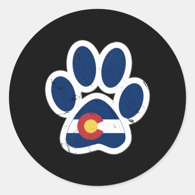 Colorado Flag Paw Print Runder Aufkleber (Vorderseite)