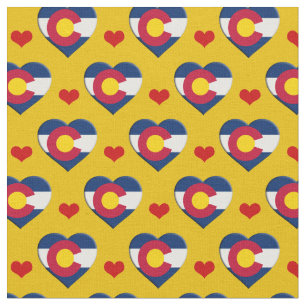 Colorado Flag, Red Heart, GOLD fashion Fabric /USA Stoff