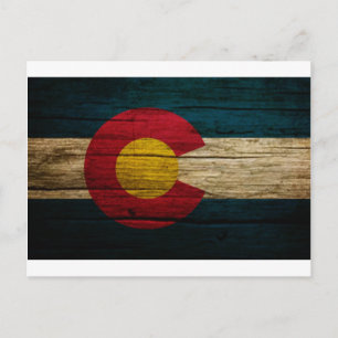 Colorado Flag Rustikales altes Holz Postkarte