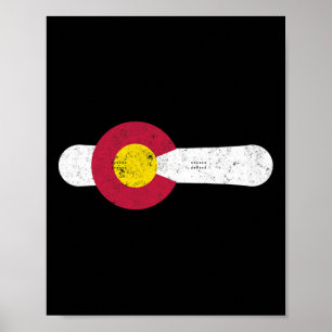 Colorado Flag Snowboard Powder Schnee Ski Aspen Sc Poster