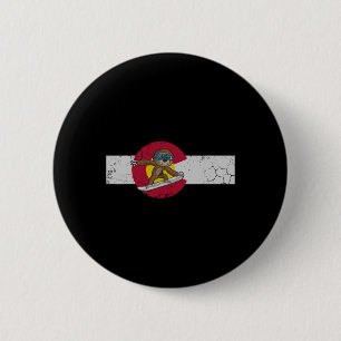 Colorado Flag Snowboarden Sloth Snowboarder Button