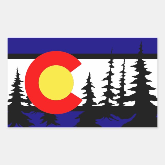 Colorado Flag Tree Silhouette Rechteckiger Aufkleber (Vorderseite)