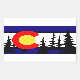 Colorado Flag Tree Silhouette Rechteckiger Aufkleber