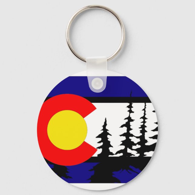 Colorado Flag Tree Silhouette Schlüsselanhänger (Vorderseite)