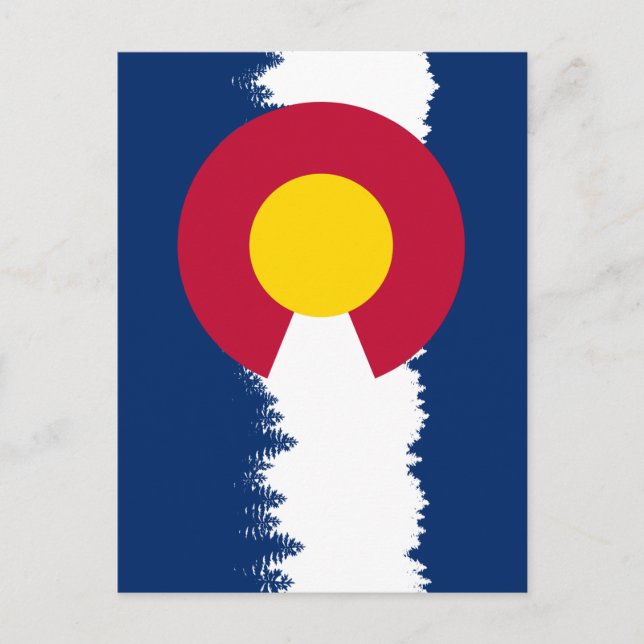 Colorado Flag Treeline Silhouette Postkarte (Vorderseite)