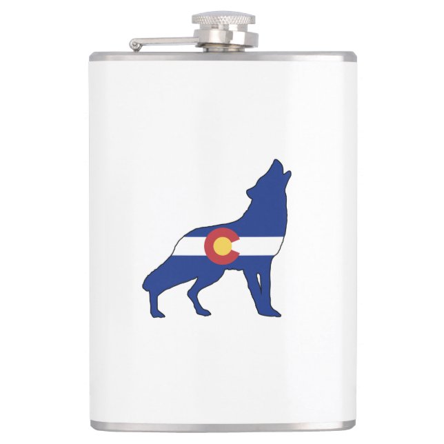 Colorado Flag Wolf Flachmann (Vorderseite)