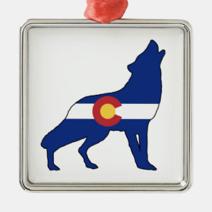 Colorado Flag Wolf Ornament Aus Metall