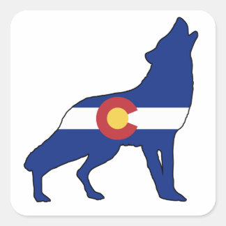 Colorado Flag Wolf Quadratischer Aufkleber