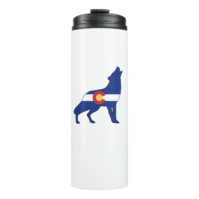 Colorado Flag Wolf Thermosbecher (Vorderseite)