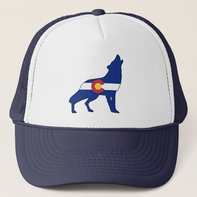 Colorado Flag Wolf Truckerkappe (Vorderseite)
