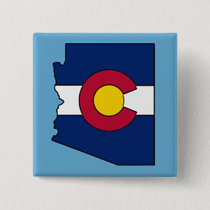 Colorado-Flagge Arizona-Grundriss quadratischer Pi Button