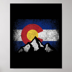 Colorado-Flagge Berg-Ski-Winter-Geschenk Wanderer Poster