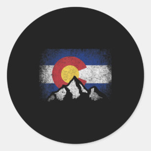 Colorado-Flagge Berg-Ski-Winter-Geschenk-Wanderer- Runder Aufkleber