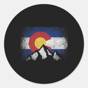 Colorado-Flagge Berg-Ski-Winter-Geschenk-Wanderer- Runder Aufkleber