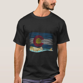 Colorado-Flagge Braune Forelle Fly-Fischen Angler T-Shirt