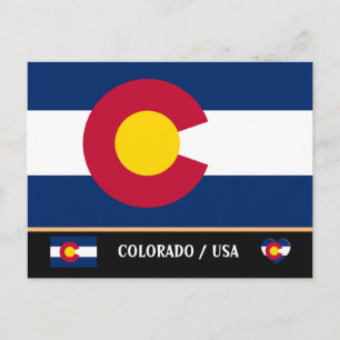 Colorado-Flagge & Colorado Bundesstaat USA /Amerik Postkarte