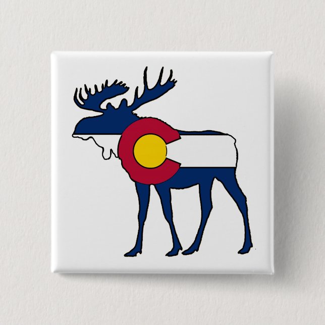 Colorado-Flagge-Elch-Taste Button (Vorderseite)